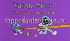 Название же эпизода — «Scar Trek: The Next Laceration» — пародия на «Star Trek: The Next Generation».