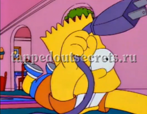 На помощь приходит Барт, который в прыжке выдергивает шнур питания у телевизора. 